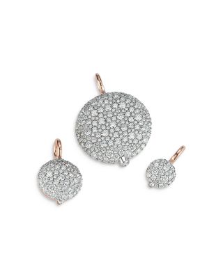 18K Rose & White Gold Diamond Chantecaille Small Pebble Charm Pendant