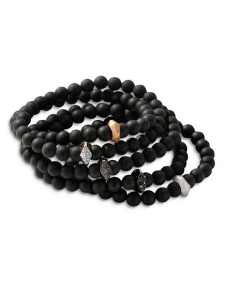 Men's 18K Rose Gold Onyx & Diamond Origami Beaded Bracelet