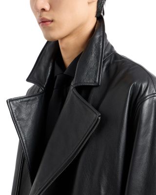 Emporio Armani Asymmetrical Leather Biker Jacket | Bloomingdale's Men