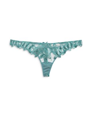 Velvet Lily Embroidery Thong