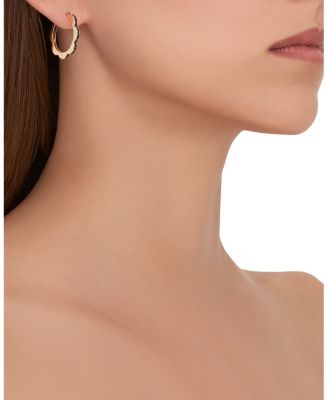 18K Yellow Gold Bloom Diamond Outline Flower Hoop Earrings