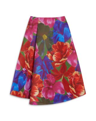 Joralee Printed Wrap Midi Skirt