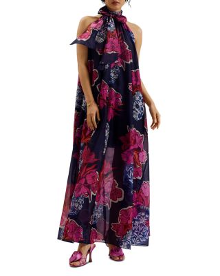 Ted Baker - Kinosei Organza Tie Neck Halter Maxi Dress