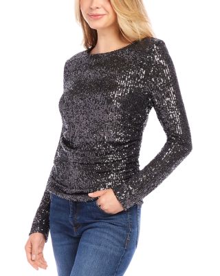 Side Shirred Sequin Top