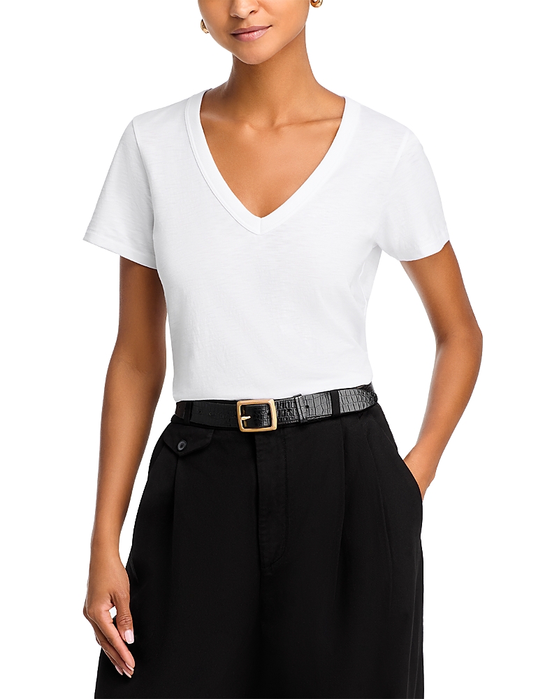 Rag & Bone The Vee Slub Pima Cotton-jersey T-shirt In Bright White