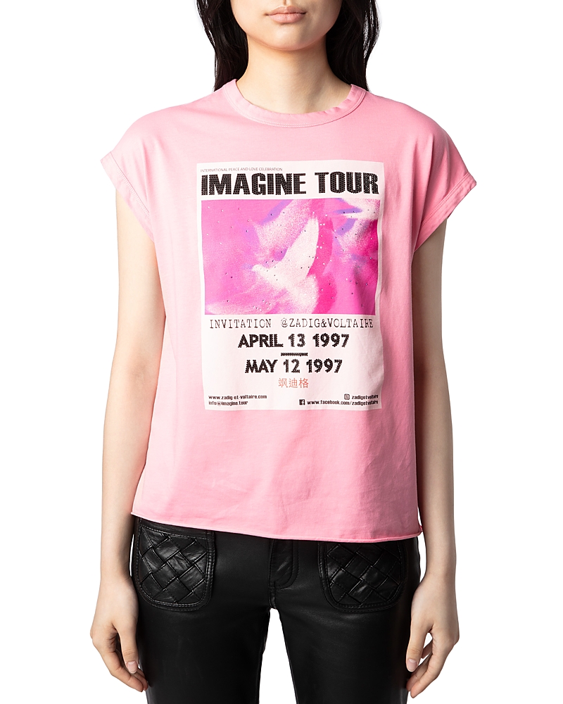 Zadig & Voltaire Cecilia Hc Concert Imagine Tou Tank Top In Pink