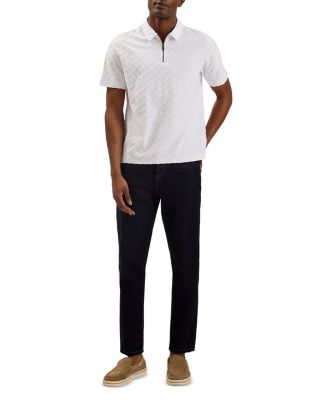 Ansom Textured Quarter Zip Terry Polo Shirt