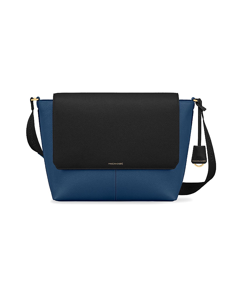 Maison De Sabre Leather Flaire Messenger Bag In Pacific Caviar