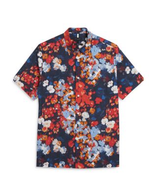Printed Short Sleeve Button Front Shirt