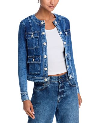 L'AGENCE Yari Collarless Denim Jacket | Bloomingdale's
