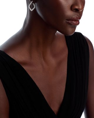 Diamond Pav&eacute; Cut Geometric Spiral Hoop Earrings in 14K White Gold, 1.75 tcw