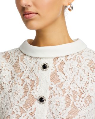 White Lace Button Midi Dress