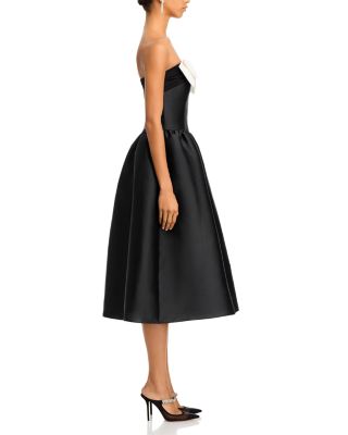 Taffeta Contrast Bow Midi Dress