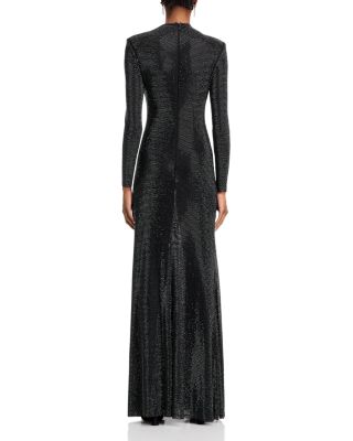 Black Rhinestone Mesh Cut Out Gown