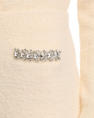 Embellished Knit Boucle Cardigan & Mini Skirt in Cream