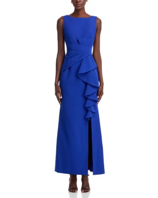 Sleeveless Cascading-Ruffle Gown