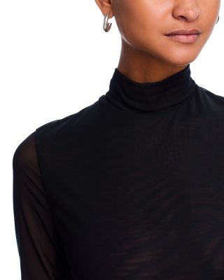 Alice and Olivia Chara Long Sleeve Mesh & Faux Leather Mini
