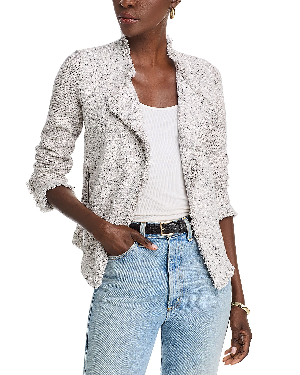 Nic+Zoe Fringe Mix Knit Jacket