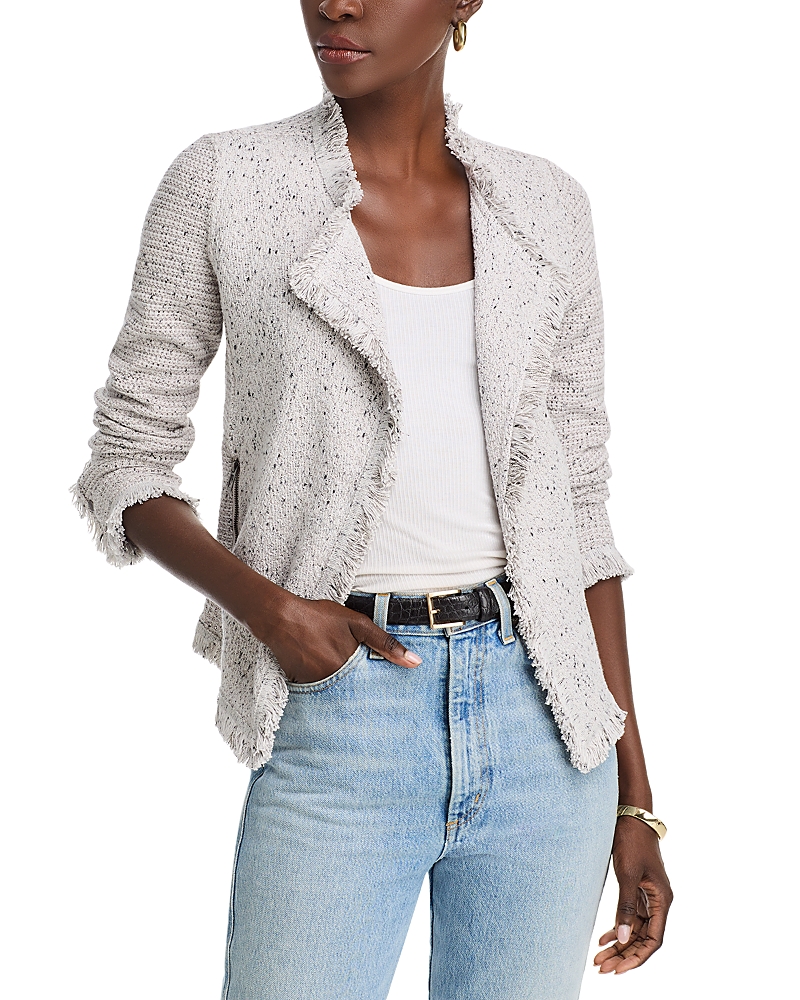 Nic And Zoe Fringe Mix Knit Jacket In Sugar Cookie In Sugar Cookie