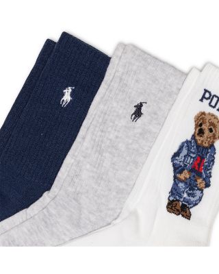 Americana Sport Bear Crew Socks, Set of 3