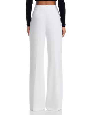Dylan High Waist Wide Leg Pants in White Crystal Trim Crepe