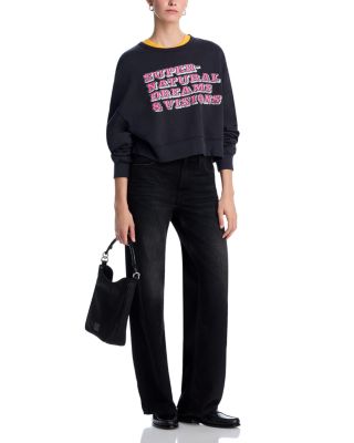 MOTHER The Spinner Sneaker Wide Leg Jeans in Black Magic