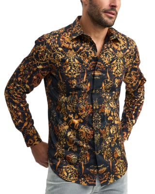 Robert Graham - Brut Cotton Stretch Satin Printed Classic Fit Button Down Shirt