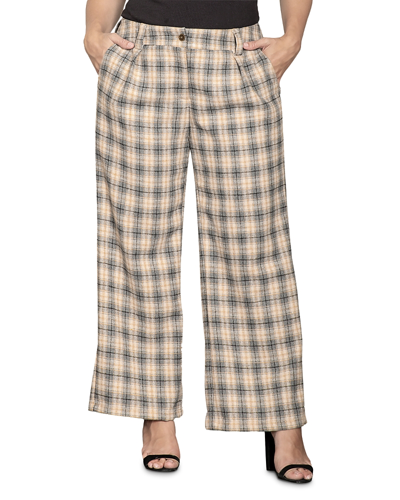 Standards & Practices Plus Size Plaid Wide Leg Pants In Plaid