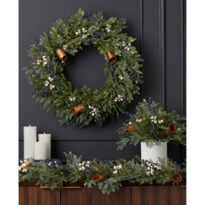 Blueberries & Harmony Bells 30" Wreath with Fairy Lights