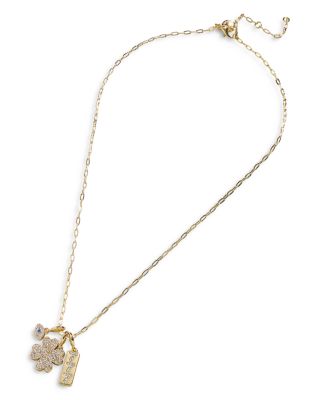 BAUBLEBAR - Crystal & Heart Cluster Pendant Necklace in Gold Tone, 18"-20"