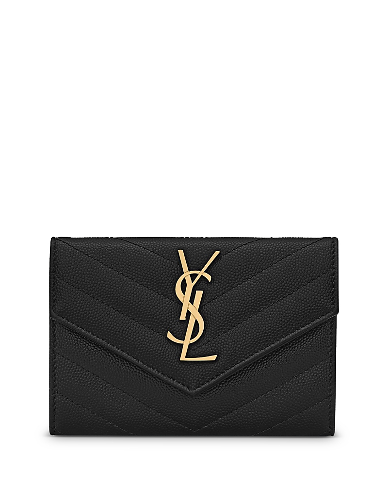 Saint Laurent Cassandre Matelasse Small Envelope Wallet in Lambskin