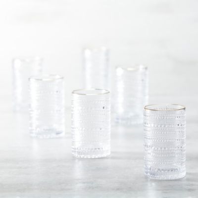 Fortessa Jupiter Clear Gold Rim Ice Beverage Glass, Set of 6