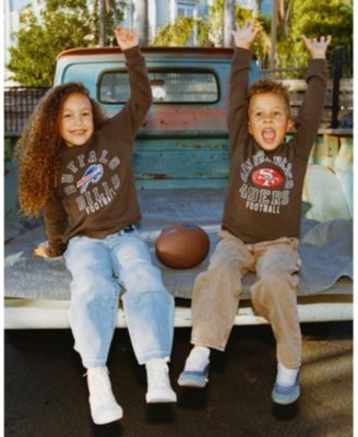 Unisex NFL San Francisco 49ers Flocked Raglan Crew Fleece Sweatshirt - Little Kid, Big Kid