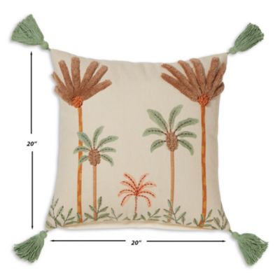 Palm Embroidered Decorative Pillow, 20&amp;quot; x 20&amp;quot;