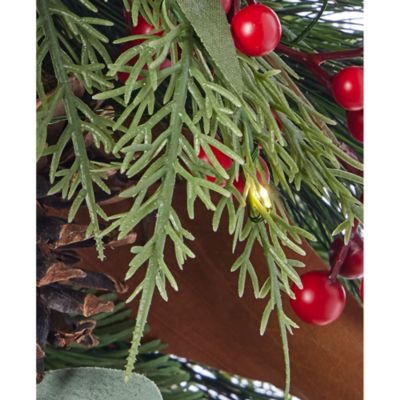 Magnolia Leaf, Eucalyptus & Berry 30" Swag with Fairy Lights