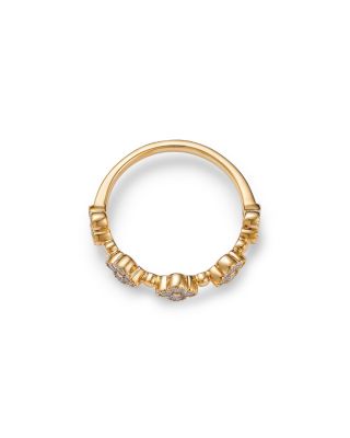 14K Yellow Gold Diamond Clover Band Ring, 0.50 tcw