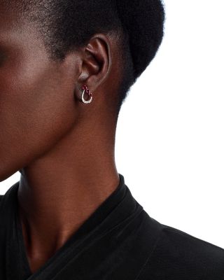 Ruby & Diamond Pear Open Stud Earrings in 14K White Gold