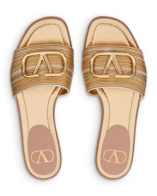 Women's V Logo Signature Metallic Slide Sandals