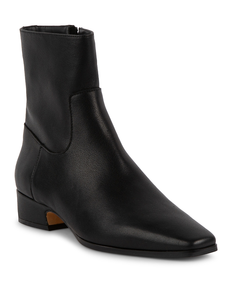 Steve Madden Dusty Zipper Block Heel Booties In Black Leather
