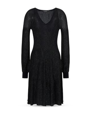 emporio armani knit dress Emporio Armani Ottoman Stitch Knit Dress With Fringe Details - Off White -  50% Off