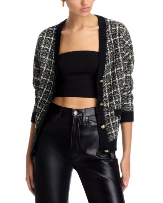 【keijulia様】新品　check tweed cardigan　F 0400021970215_BLACKIVORYGOLDMU