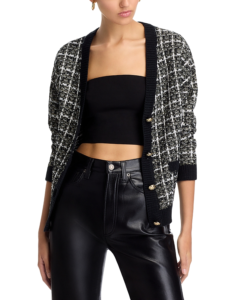 Aqua Tweed V Neck Cardigan Sweater - Exclusive