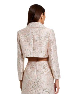 Pearl Button Brocade Cropped Jacket