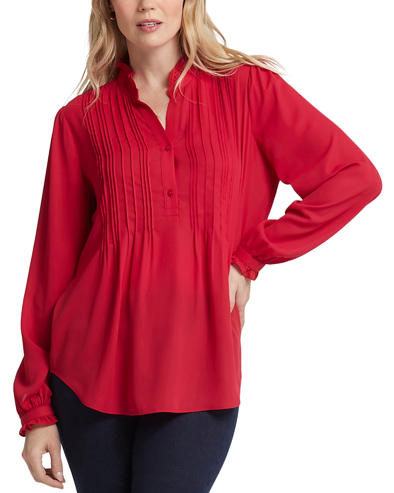 Shop Nydj Printed Pleated Shirt In Jalapeno