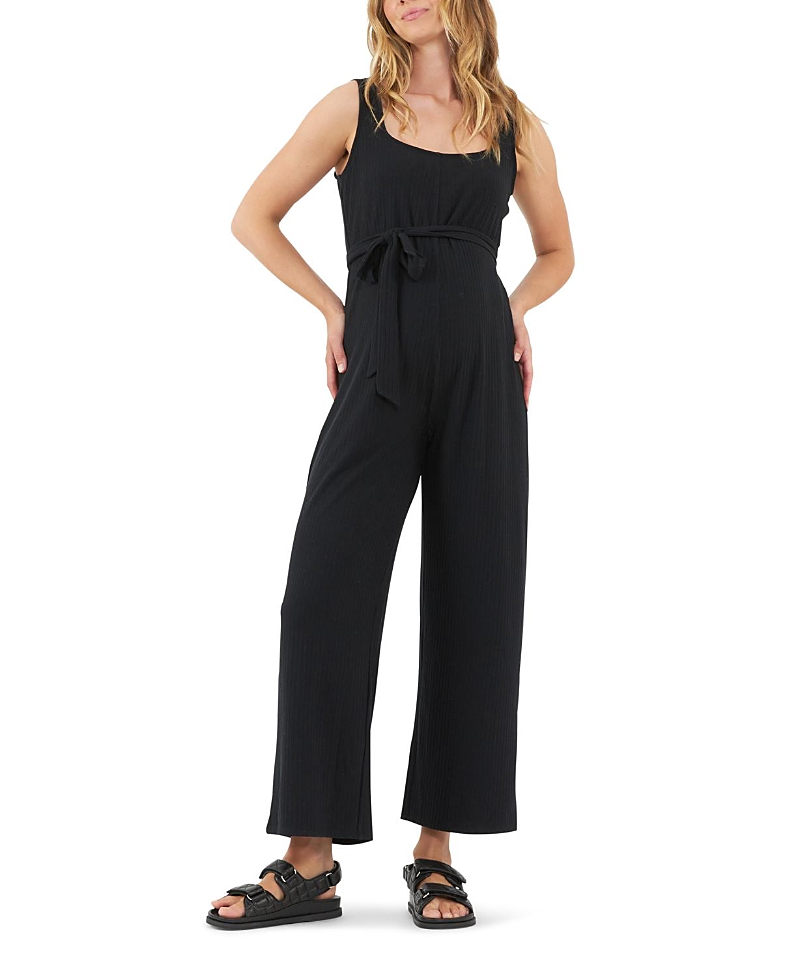 Ripe Maternity Bobby Rib Maternity Jumpsuit In Black