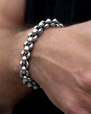 Men's Sterling Silver Large Infinity Link Toggle Clasp Bracelet