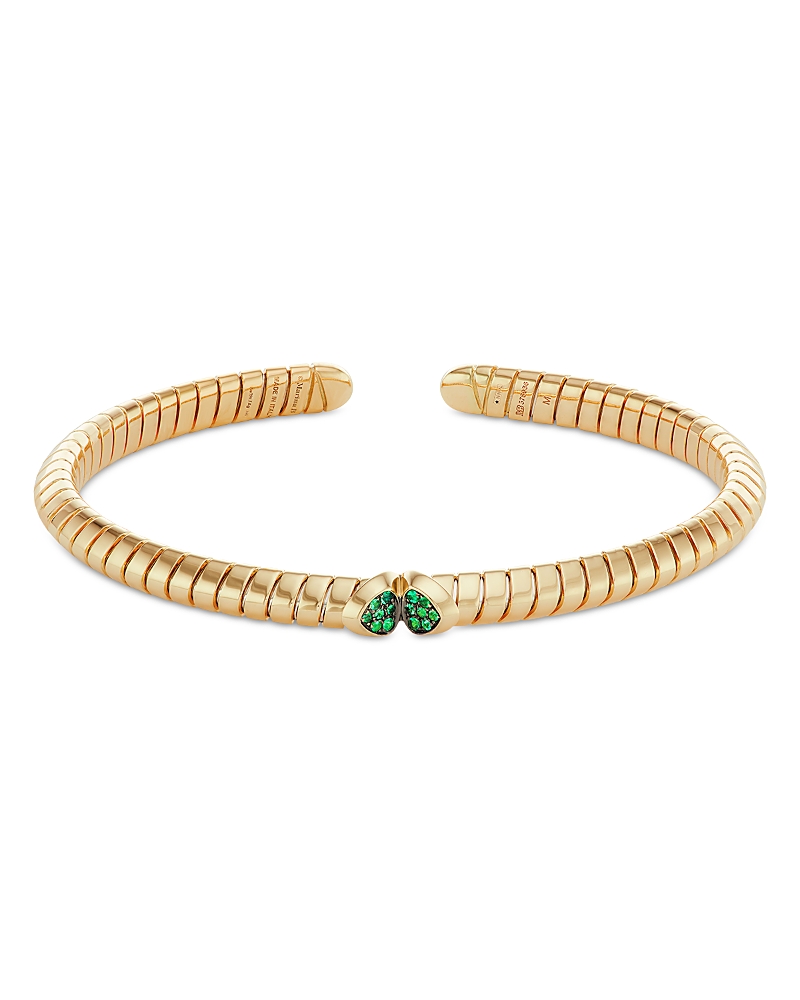 Marina B 18k Yellow Gold Trisolina Emerald Bangle Bracelet In Green/gold