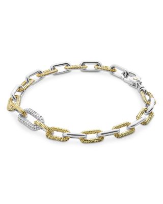 18K Yellow Gold & Silver Caviar Lux-Clip Diamond Link Bracelet - Exclusive