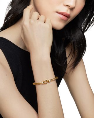 Buckle Cablespira&reg; Bracelet in 18K Yellow Gold with Diamonds, 5mm