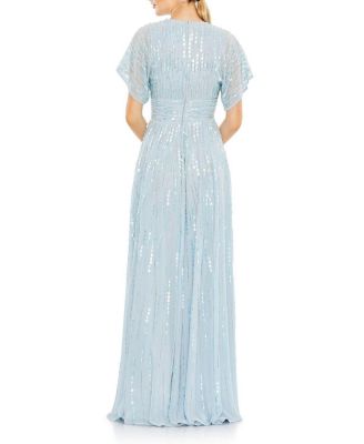 Embellished V Neck Evening Gown